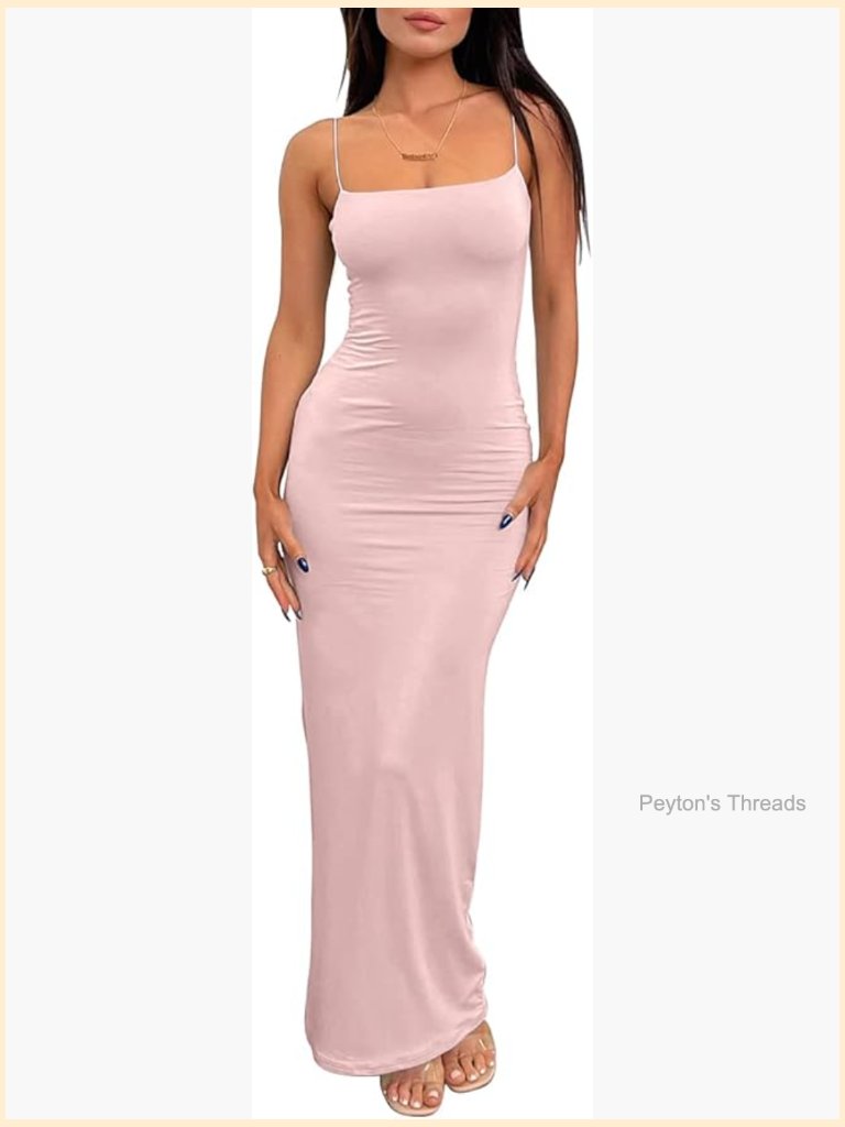 Spaghetti Strap Double Lined Bodycon Maxi Dress